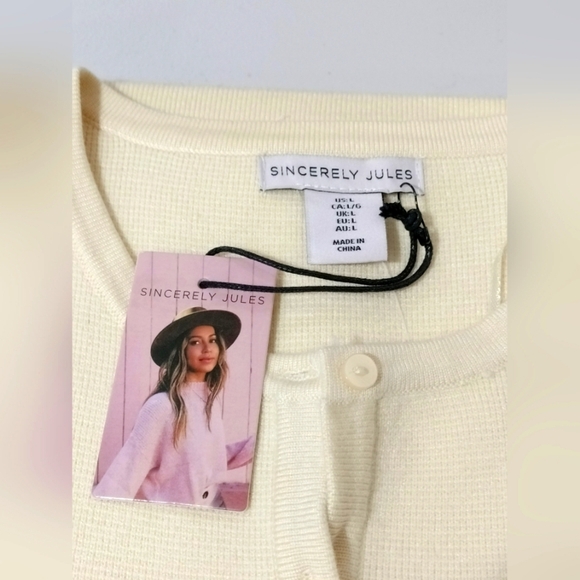 Sincerely Jules Cream Button Down Sleeveless Top Size L - Picture 2 of 4
